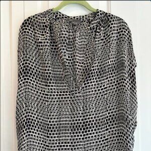 Vince Silk Blouse, Black+White, Medium